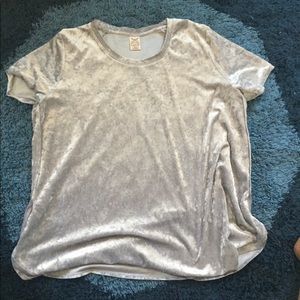 Silver Velvet Tunic Top